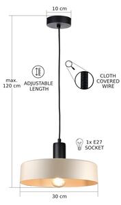 Luster na lanku LATTE 1xE27/60W/230V béžová/čierna