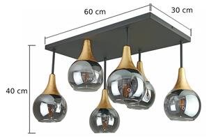 Prisadený luster SOMA 6xE27/60W/230V čierna/zlatá/dymová čierna