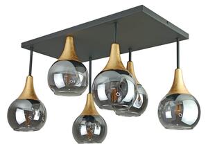 Prisadený luster SOMA 6xE27/60W/230V čierna/zlatá/dymová čierna