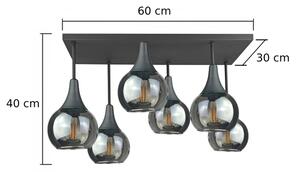 Prisadený luster SOMA 6xE27/60W/230V čierna/dymová čierna