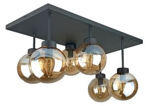 Prisadený luster DEA 6xE14/60W/230V čierna/dymová béžová