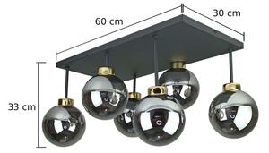 Prisadený luster DEA 6xE14/60W/230V čierna/zlatá/dymová čierna