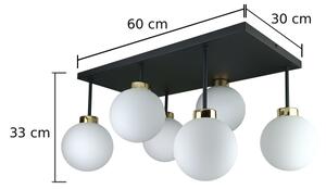 Prisadený luster DEA 6xE14/60W/230V čierna/zlatá/biela