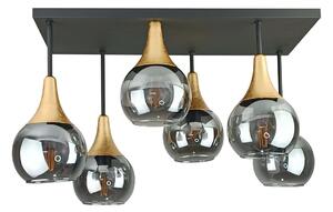 Prisadený luster SOMA 6xE27/60W/230V čierna/zlatá/dymová čierna