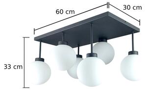 Prisadený luster DEA 6xE14/60W/230V čierna/biela