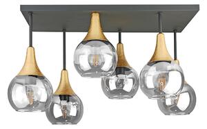 Prisadený luster SOMA 6xE27/60W/230V čierna/zlatá/číra