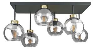 Prisadený luster NESSA 6xE27/60W/230V čierna/zlatá/číra