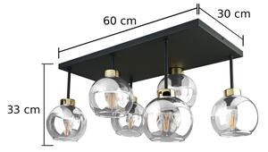 Prisadený luster NESSA 6xE27/60W/230V čierna/zlatá/číra