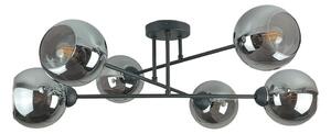 Luster na tyči VASCO 6xE27/60W/230V čierna/dymová čierna