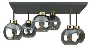 Prisadený luster NESSA 6xE27/60W/230V čierna/zlatá/dymová čierna