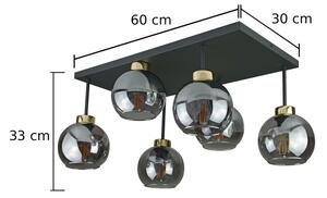 Prisadený luster NESSA 6xE27/60W/230V čierna/zlatá/dymová čierna
