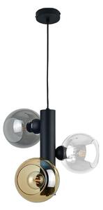 Luster na lanku TUBE 3xE27/60W/230V čierna/dymová čierna/dymová béžová/číra