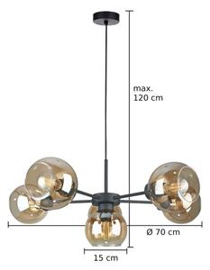 Luster na lanku KALIOPE 6xE27/60W/230V čierna/dymová béžová