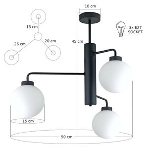 Luster na tyči FLEX 3xE27/60W/230V čierna/biela