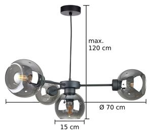 Luster na lanku KALIOPE 4xE27/60W/230V čierna/dymová čierna