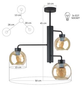 Luster na tyči FLEX 3xE27/60W/230V čierna/dymová béžová