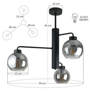 Luster na tyči FLEX 3xE27/60W/230V čierna/dymová čierna