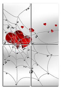 Obraz na plátne - Srdce v striebornej pavučine - obdĺžnik 778D (90x60 cm)