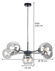 Luster na lanku KALIOPE 6xE27/60W/230V čierna/číra