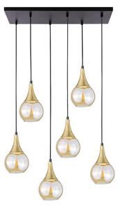 Luster na lanku LACRIMA HONEY 6xE27/60W/230V čierna/zlatá/dymová béžová