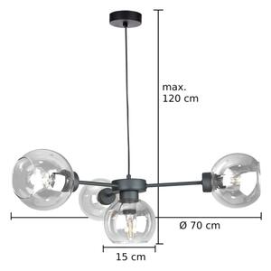 Luster na lanku KALIOPE 4xE27/60W/230V čierna/číra