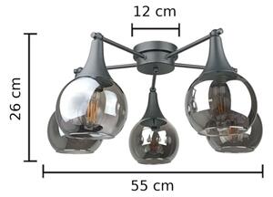 Prisadený luster STAR 5xE27/60W/230V čierna/dymová čierna