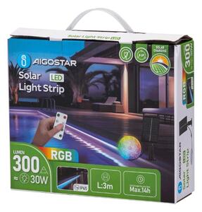 Aigostar - LED RGB stmievateľný solárny LED pás 1,6W/3,2V 5 m IP65 + DO