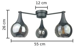 Prisadený luster STAR 3xE27/60W/230V čierna/dymová čierna