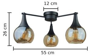 Prisadený luster STAR 3xE27/60W/230V čierna/dymová béžová