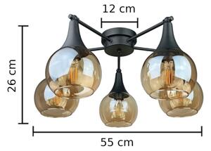 Prisadený luster STAR 5xE27/60W/230V čierna/dymová béžová