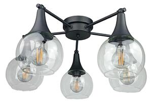 Prisadený luster STAR 5xE27/60W/230V čierna/číra
