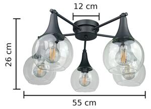 Prisadený luster STAR 5xE27/60W/230V čierna/číra