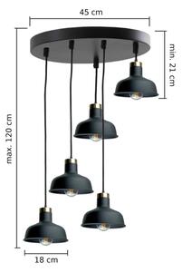 Luster na lanku HEBE 5xE27/60W/230V čierna