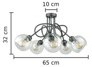 Prisadený luster EVIE 5xE27/60W/230V antracit/číra