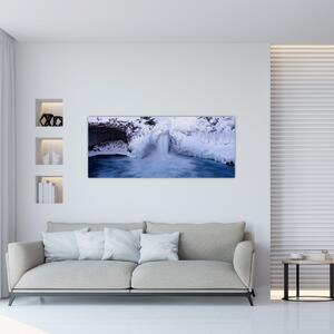 Obraz vodopádu v zime (120x50 cm)