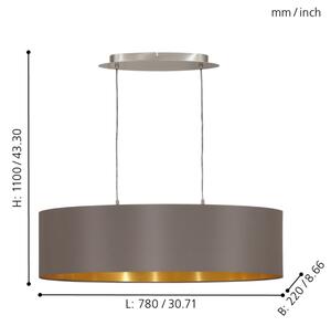 Eglo 55271 - Luster na lanku MASERLO 2xE27/60W/230V hnedá