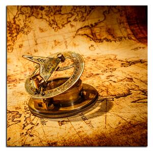 Obraz na plátne - Kompas na mape antického sveta - štvorec 3999A (50x50 cm)