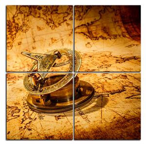 Obraz na plátne - Kompas na mape antického sveta - štvorec 3999D (60x60 cm)