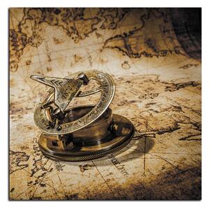 Obraz na plátne - Kompas na mape antického sveta - štvorec 3999FA (50x50 cm)