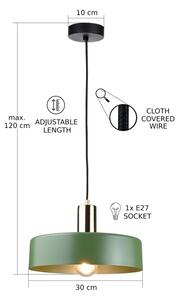 Luster na lanku HAKI 1xE27/60W/230V zelená/čierna/lesklý chróm