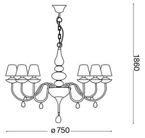 Ideal Lux - Luster na reťazi BLANCHE 6xE14/4W/230V pr. 75 cm čierna