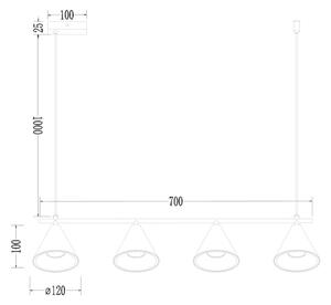 Luster na lanku CONE 4xGU10/10W/230V zlatá/čierna
