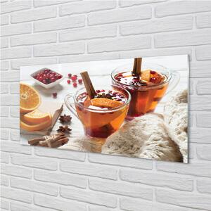 Sklenený obklad do kuchyne Winter tea cup 100x50 cm