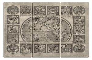 Obraz na plátne - Starodávna mapa sveta 1100FB (90x60 cm )