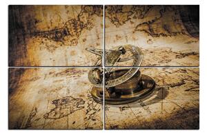 Obraz na plátne - Kompas na mape antického sveta 1999FD (120x80 cm)