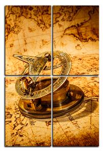 Obraz na plátne - Kompas na mape antického sveta - obdĺžnik 7999D (90x60 cm)