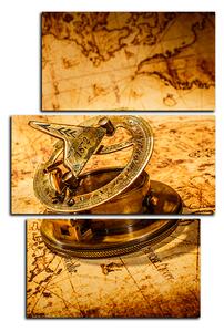 Obraz na plátne - Kompas na mape antického sveta - obdĺžnik 7999C (90x60 cm)