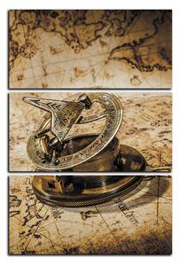 Obraz na plátne - Kompas na mape antického sveta - obdĺžnik 7999FB (90x60 cm )