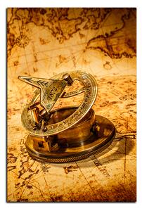 Obraz na plátne - Kompas na mape antického sveta - obdĺžnik 7999A (60x40 cm)