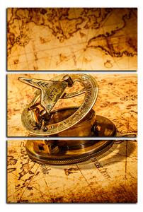 Obraz na plátne - Kompas na mape antického sveta - obdĺžnik 7999B (90x60 cm )